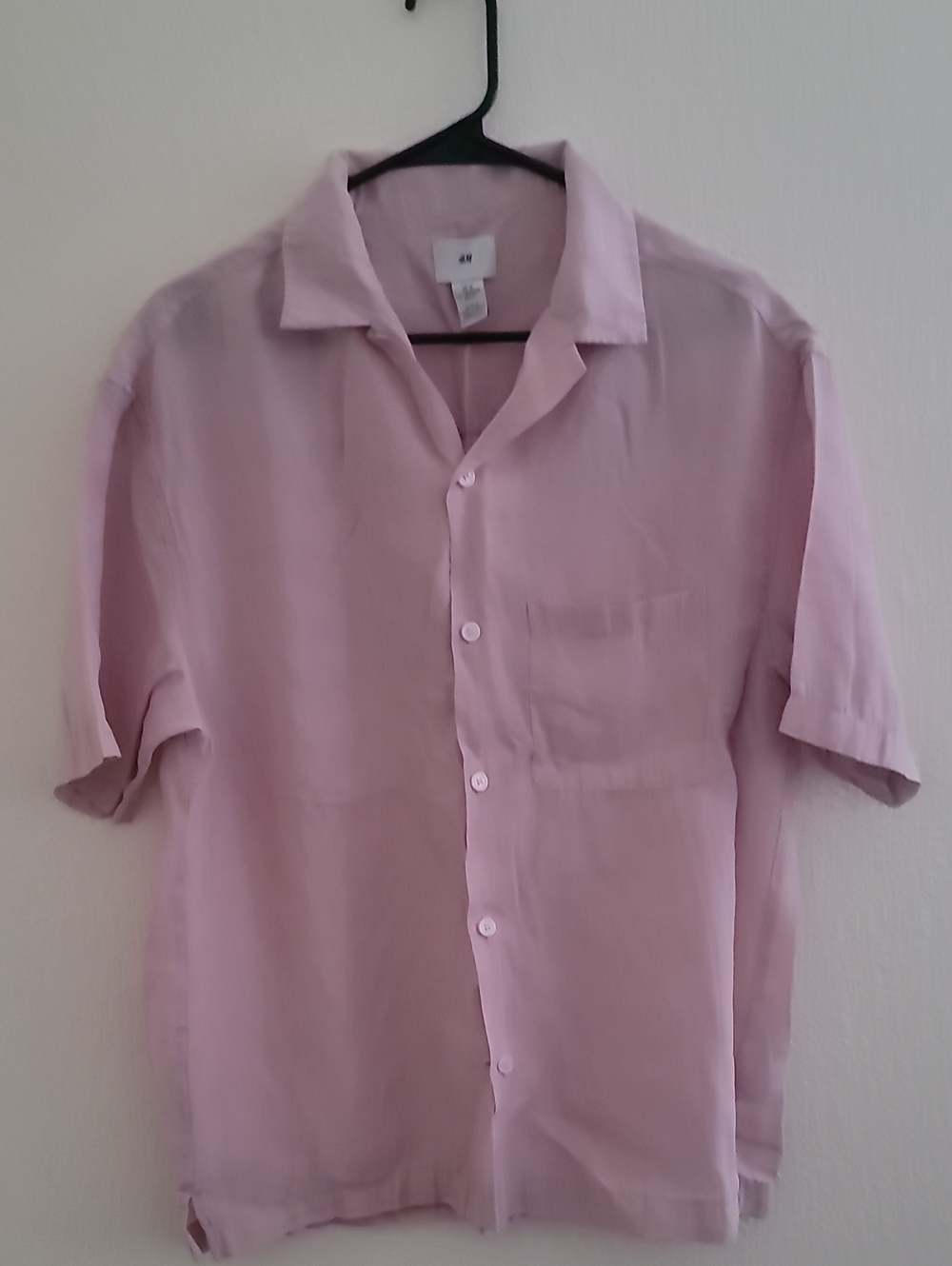 H&M Men's Light Pink Short-Sleeve Button-Down Shirt